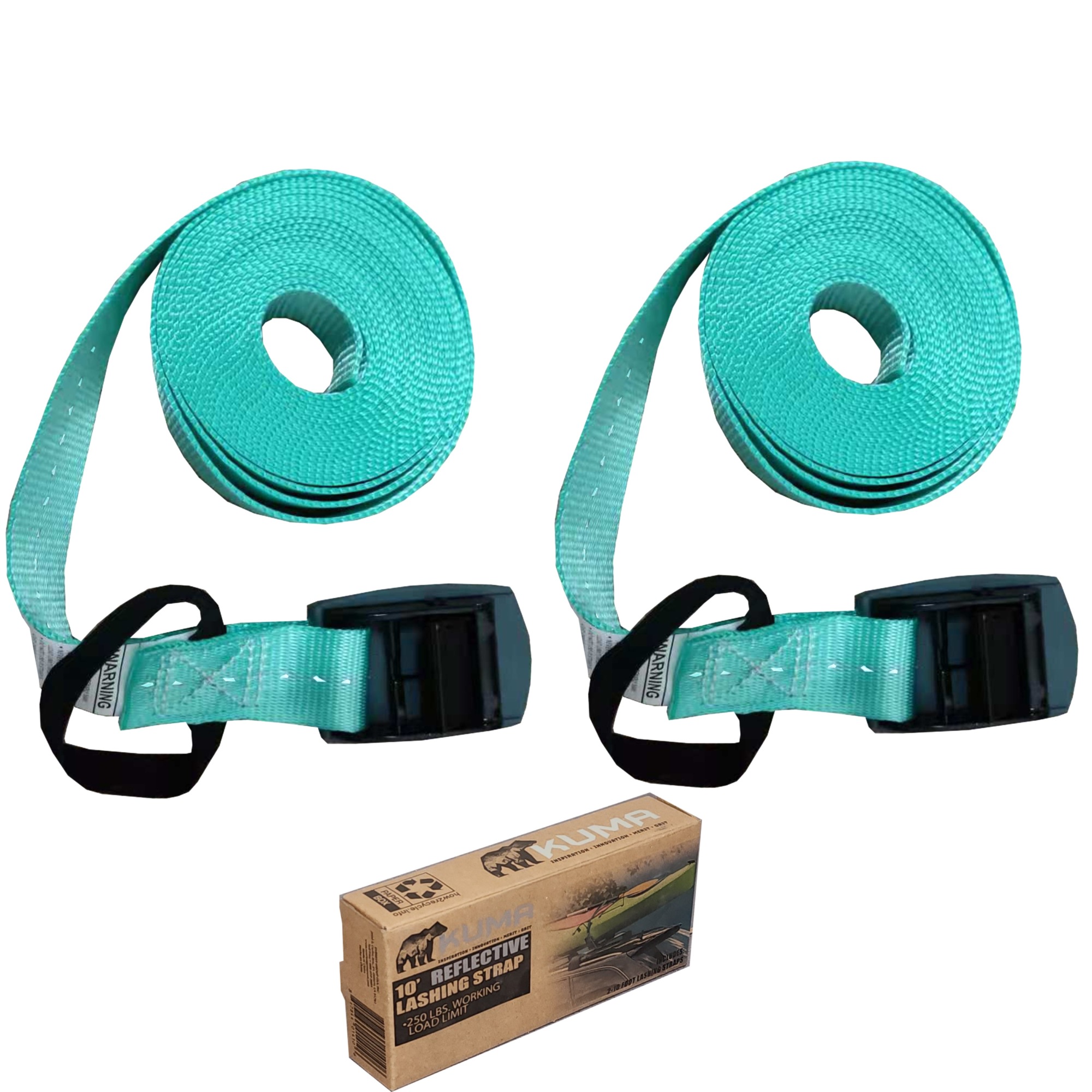 Kuma, 1in. x 10ft. Lashing Strap 2pk.- 750 Brk Strength, Working Load 250 lb, Straps (qty.) 2 Breaking Strength 750 lb, Model# LS2110-R